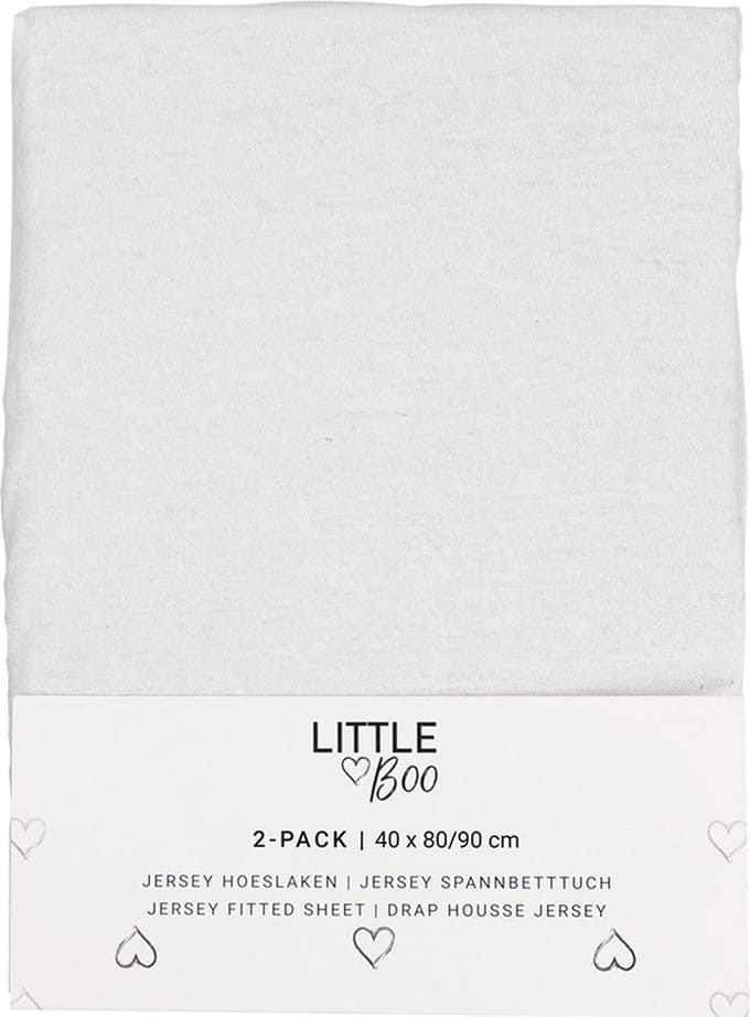 Hoeslaken Wieg Little Boo Uni White 2-pack 40x80/90