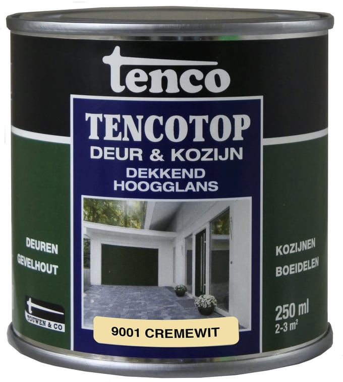Tenco tencotop deur & kozijn dekkend hoogglans cremewit (RAL 9001) - 250 ml