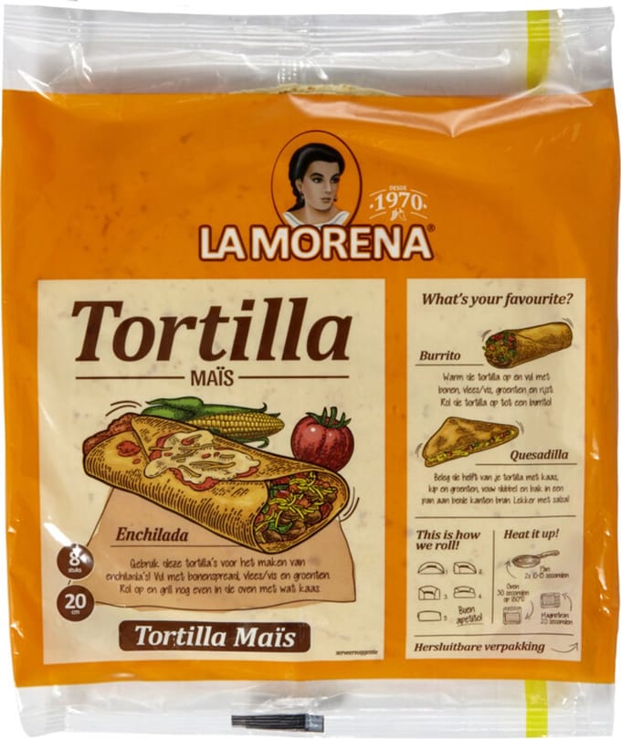 La Morena Tortilla wraps met 15% mais - 14 x 320 gram