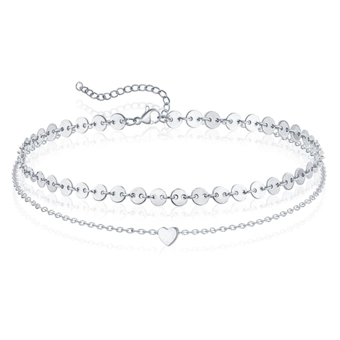 Pailetten Enkelband Heart - Zilver