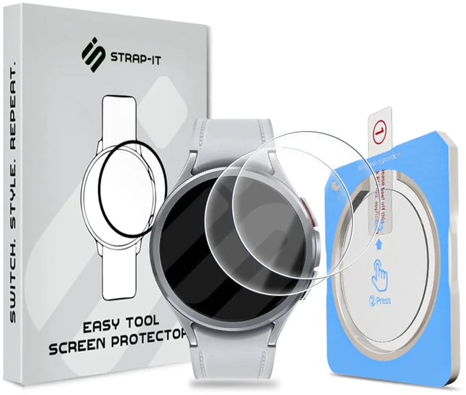 Strap-it 2-pack Screenprotector met One-Click Tool screen protector display bescherming geschikt voor Samsung Galaxy Watch 6 Classic 47mm