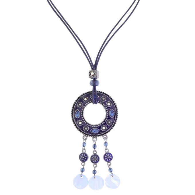 Behave – Ketting – Blauw – Waxkoord – Ronde Hanger – Statement Sieraad