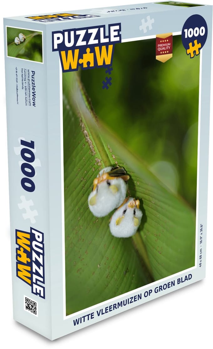 Puzzel Witte vleermuizen op groen blad - Legpuzzel - Puzzel 1000 stukjes volwassenen