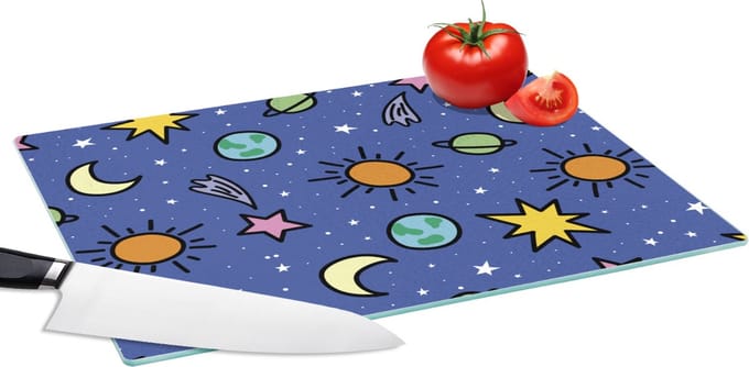 Glazen Snijplank - 39x28 - Planeten - Sterren - Design - Snijplanken Glas