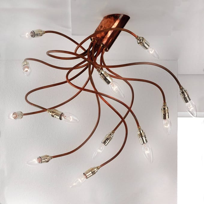 ORION Koperen plafondlamp BRAZONA met twaalf armen