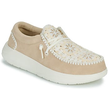 HEYDUDE - Wendy Comf Suede Crochet Dames Instappers Irish Cream/Multi - Maat 36