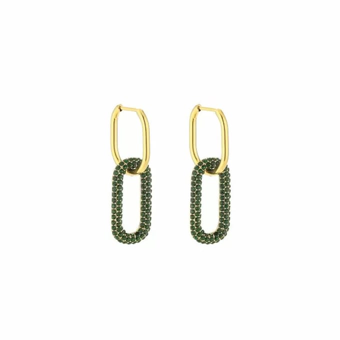 Bijoutheek Oorhangers hoop groene stenen Groen