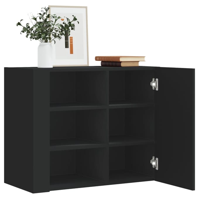 vidaXL - Wandkast - 75x35x60 - cm - bewerkt - hout - zwart