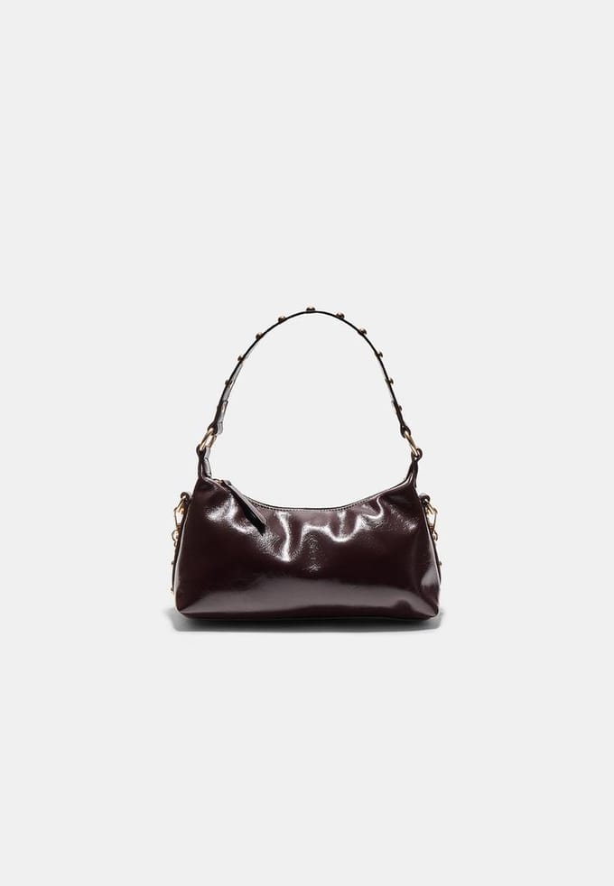 Stradivarius Halvemaanvormige schoudertas met studs  Bruin OS