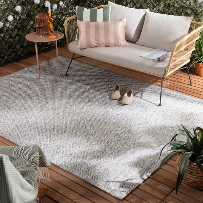 Fraai Buitenkleed - Summer Tile Lichtgrijs - 140x200cm