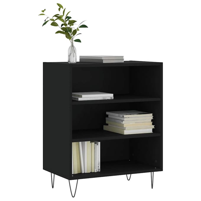 vidaXL - Dressoir - 57x35x70 - cm - bewerkt - hout - zwart