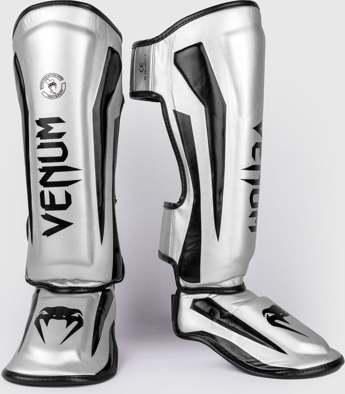 Venum Elite Kickboks Scheenbeschermer- SILVER/BLACK - M