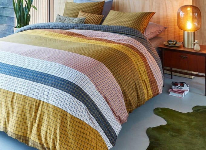Beddinghouse Grid Stripe Dekbedovertrek - Tweepersoons - 200x200/220 cm - Gold