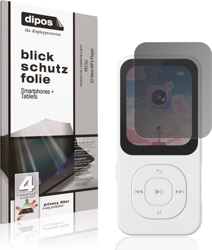 dipos – Matte Privacy Screenprotector geschikt voor PECSU S2-New MP3-Player | Anti-Spy Beschermfolie