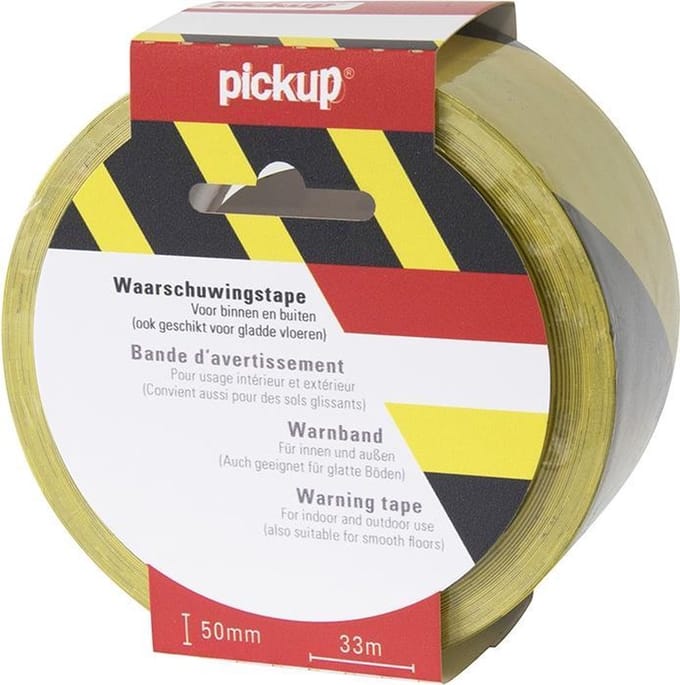 Pickup markeringstape geel zwart - 33 m x 5 cm