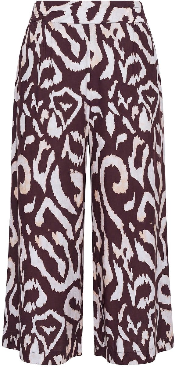 Studio Untold - Dames - Culottes wijde pijpen hoge taille print - Chocolade - Maat 48