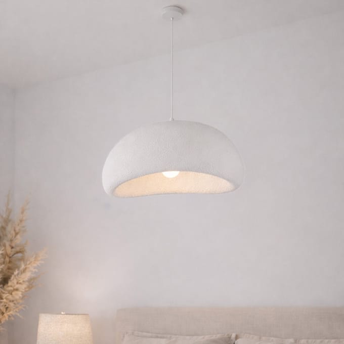 Milton & Oldbrook Japandi Hanglamp Ø 50 cm Tuzla Wit Steenlook