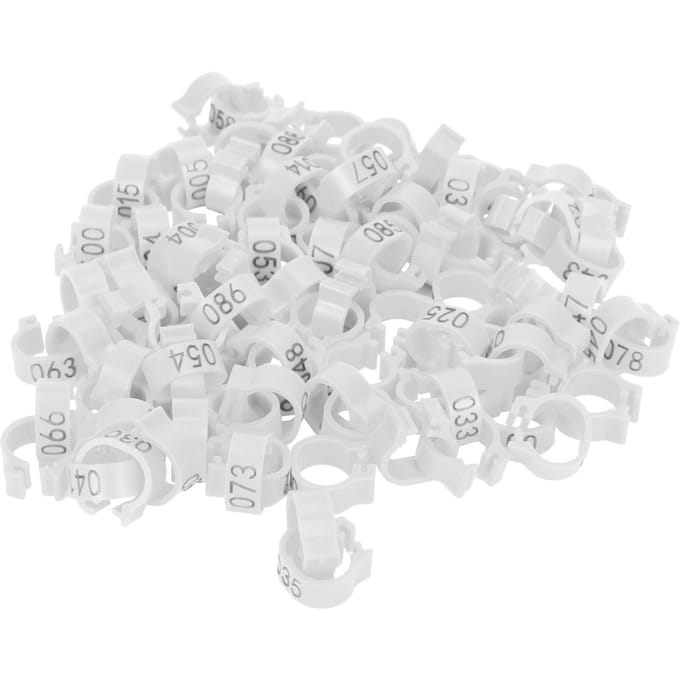 001-100 Genummerde Vogelpootring Herbruikbare Duiven Identificatie Clip Pluimvee Accessoire Wit gray
