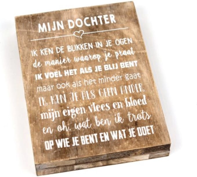 tekstbord naturel :mijn Dochter