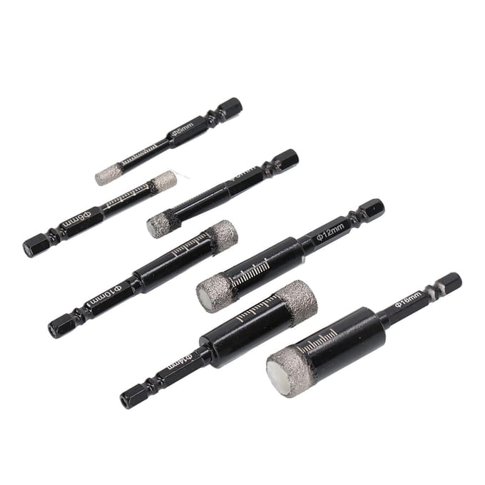 7 Stuks Diamant Boorbits Nat en Droog Gebruik Gesoldeerde Kernboor Zeskantschacht Diamant Gatenzaag Kit voor