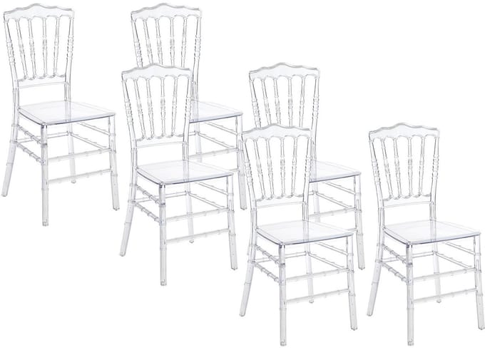 Vente-unique Set van 6 stoelen van vol polycarbonaat - Kristalkleurig - AMBELON