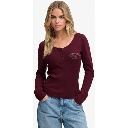 Superdry - Athletic Button Down Longsleeve Top - Dames - Lange mouwen shirts