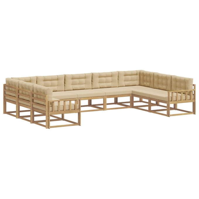 vidaXL - Buiten - bank - set - 9 - st - Wit - en - Beige