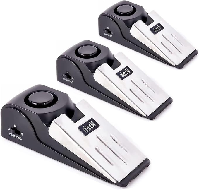 Deurstopper Alarm - Veiligheidswig - Extra Beveiliging - 120 dB Geluid - Set van 3 - Zwart