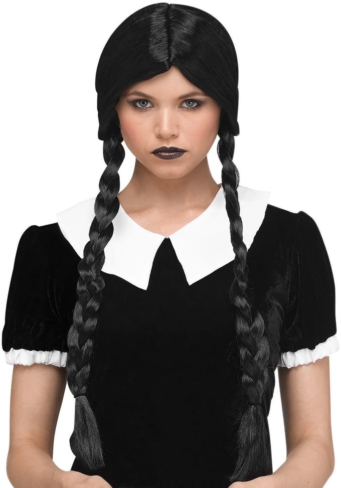 Gothic schoolmeisje pruik voor volwassenen