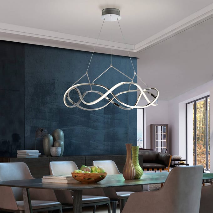 Schuller Valencia LED hanglamp Molly, chroom, dimbaar, Ø 80 cm