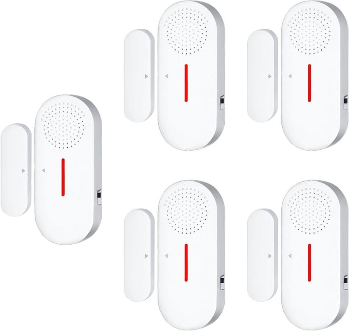 Deurraam Alarm - Venster Sensor - Kinderveiligheid Thuis - 110dB Geluidsniveau - 5 stuks - Wit
