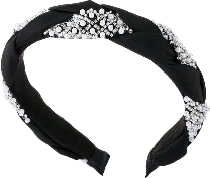 Emilie collection - haarband - parels - steentjes - chique - zwart