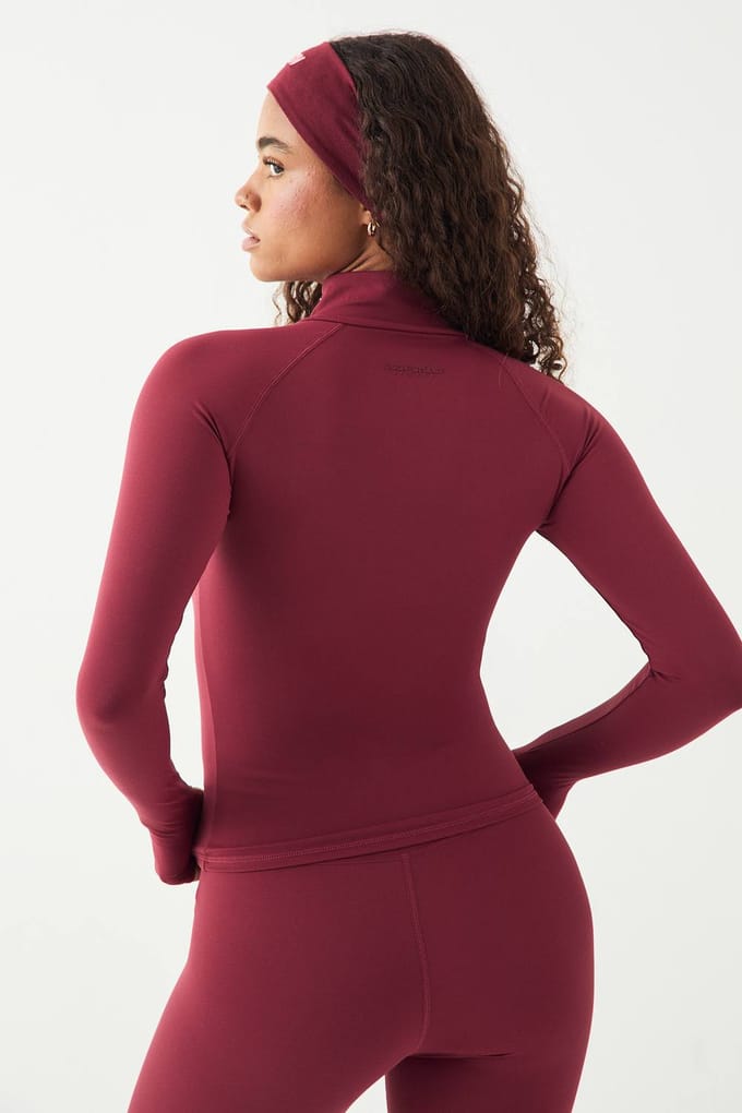 Dames DSGN Studio Sport Doorritsjack Actief | Burgundy | Maat: Large