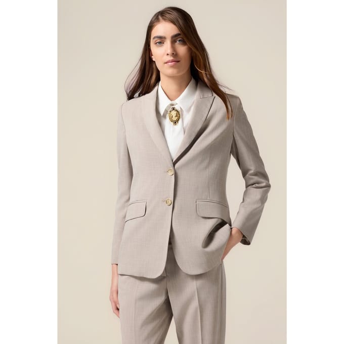 Oltre Fluid Viscose Blend Blazer Beige Maat: 48 | Blazers Outlet | Dames | Beige