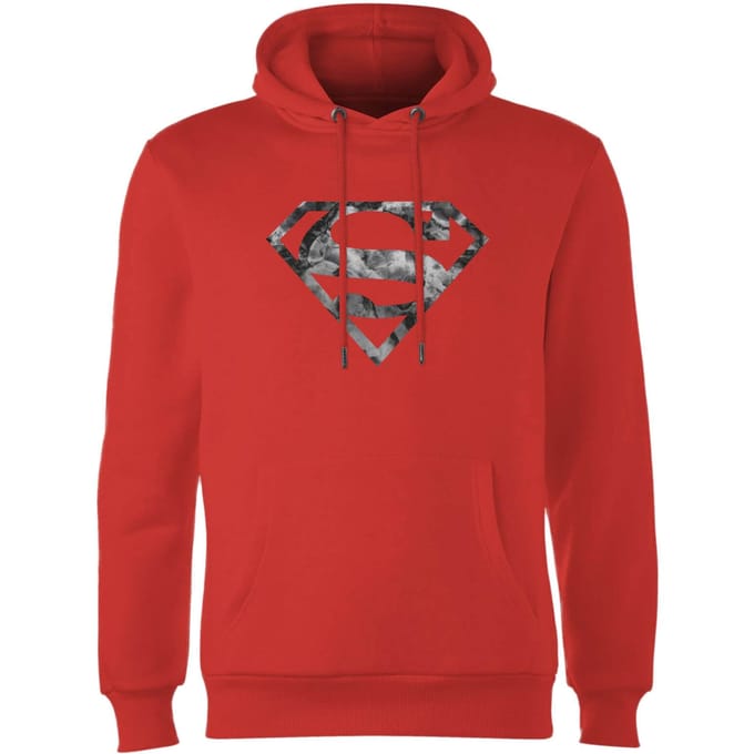 Marble Superman Logo Hoodie - Red - S