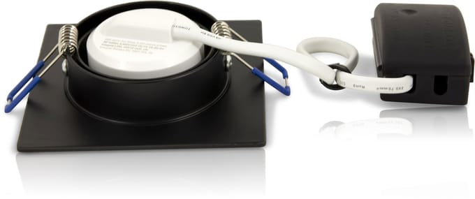 Platte inbouwspot Aapo -Vierkant Zwart -Extra Warm Wit -Dimbaar -3.8W -RTM Lighting LED