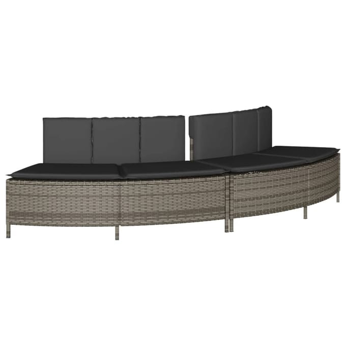 Vidaxl Spa Bankjes, Met Kussens, 2 Stuks, Grijs, Polyrattan