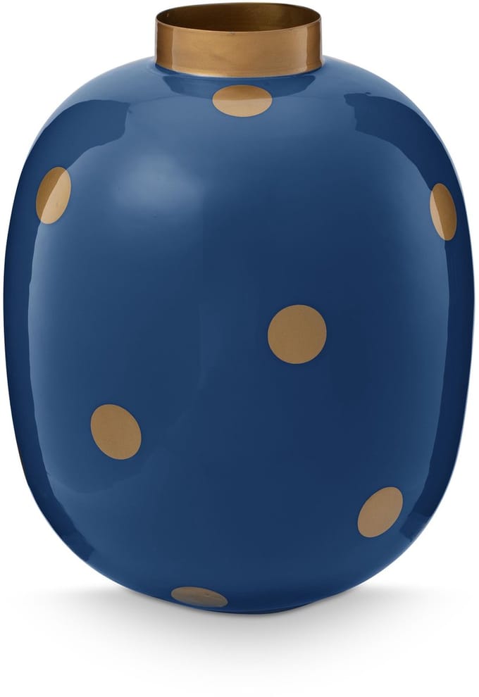 Pip Studio Vaas Dots - Bloemenvaas van Metaal - Navy/ Goud - 32cm