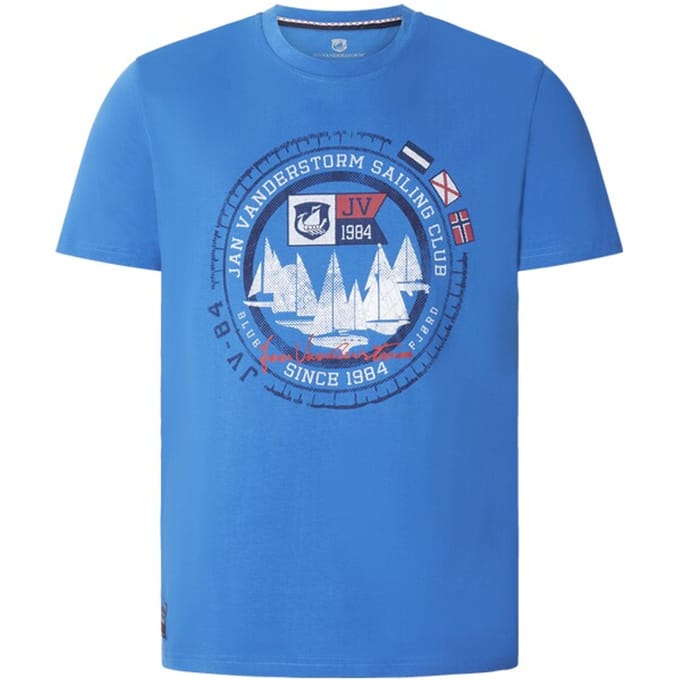 Jan Vanderstorm herren T-Shirt - 60/62 - blauw - Plus Size