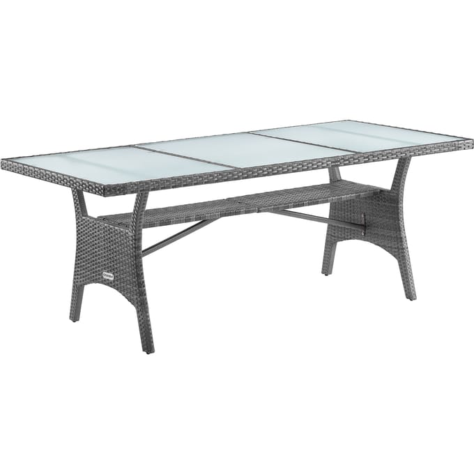 Casaria Polyrattan Tafel – Veiligheidsglasblad 190x90x74 cm – Grijs