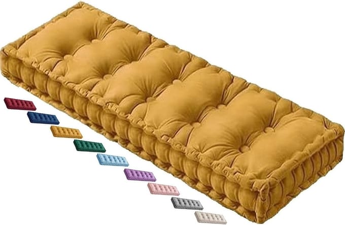 Bankkussen - Zitkussen - Buiten Zitten - 10cm Dikker - 200x40cm - Geel