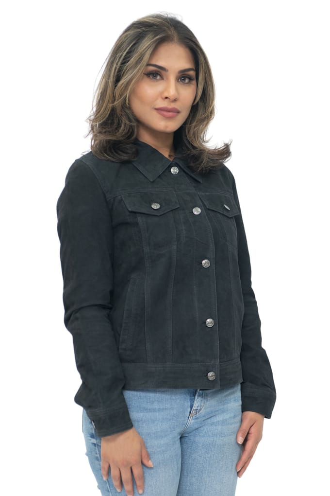 Dames geit suède trucker jeansjack-Astoria