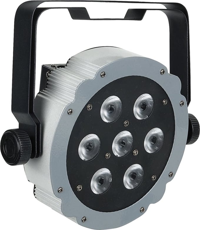 Showtec Compact Par 7 Q4 - 7 x 4 W RGBW LED Par Grijs