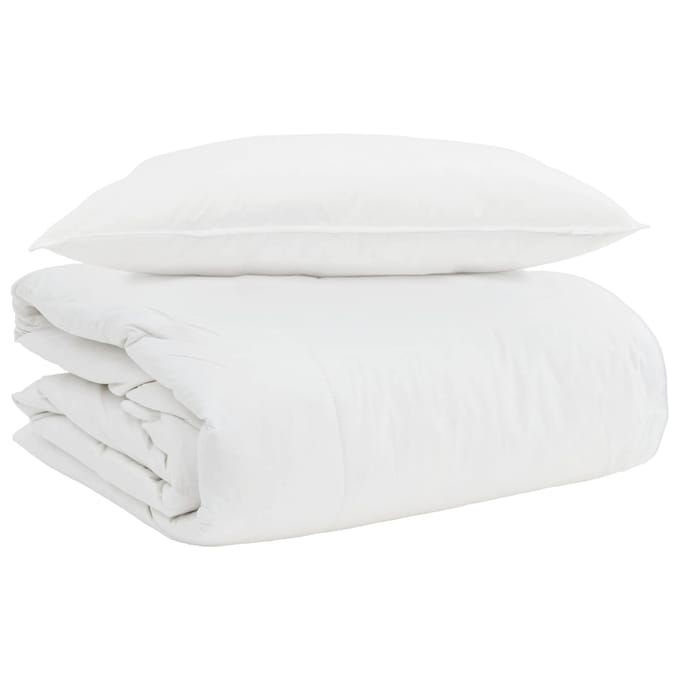 vidaXL - 2-in-1 - Dekbedovertrek - met - kussen - 2 - st - Wit - Donsveer