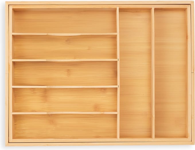 bestekbak uitschuifbaar - 34 - 50,5 cm - 7-9 vakken - bestek organizer keukenlade