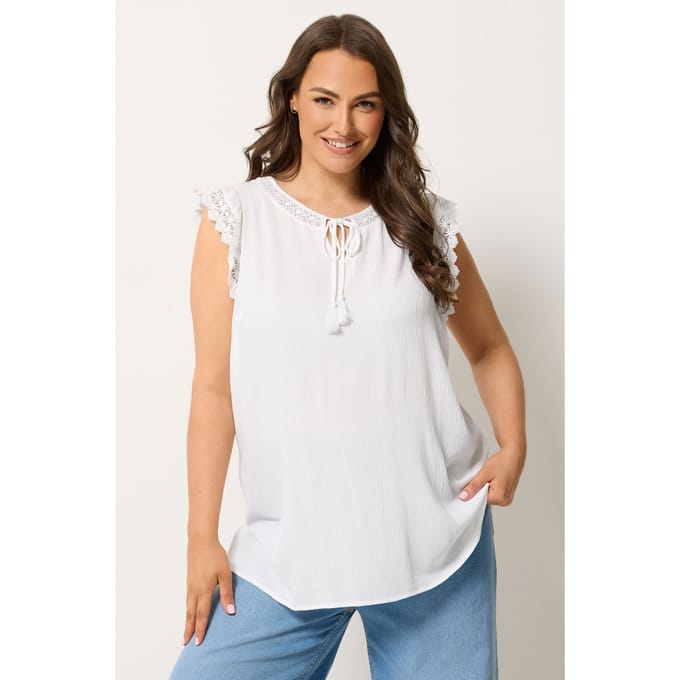 Yours Witte Blouse Met Striksluiting Size 42