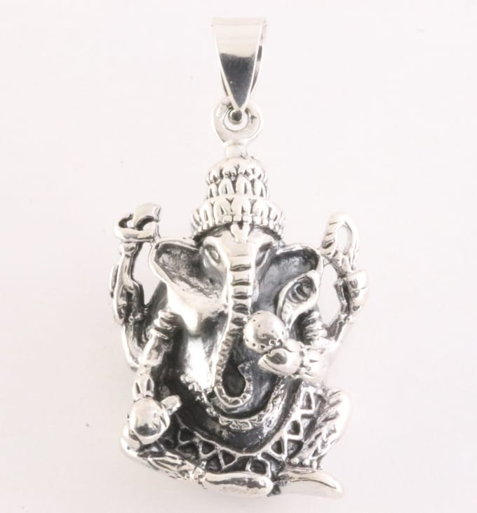 Zware zilveren Ganesha hanger