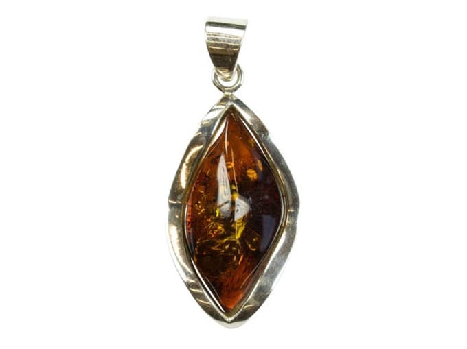 Exclusieve zilveren hanger Amber / Barnsteen 925 zilver