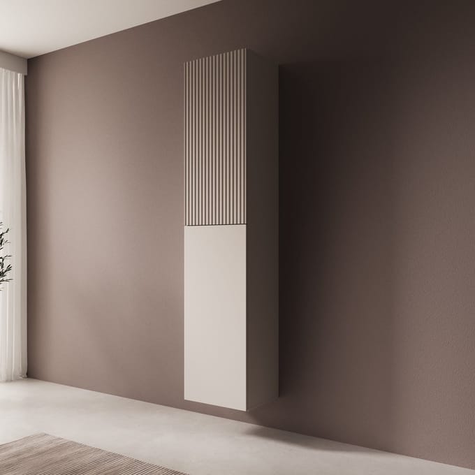 Meubella - Cruzar - Vitrinekast - Beige - 40x30x180 cm