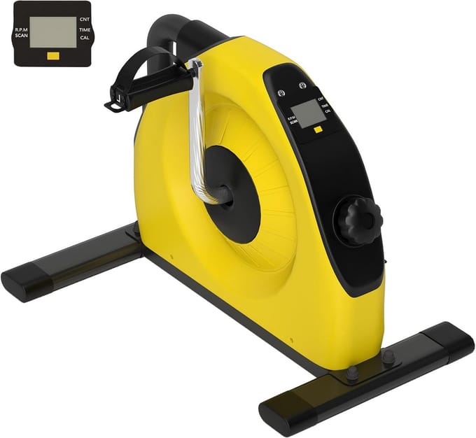 Mini Hometrainer - Oefenfiets - Actief Blijven - Verstelbare Weerstand - 40x38x30cm - Geel